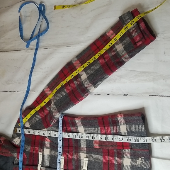 ABERCROMBIE RED GRAY PLAID COAT JACKET GIRLS XL WOOL JACKET HOODED - Picture 16 of 16